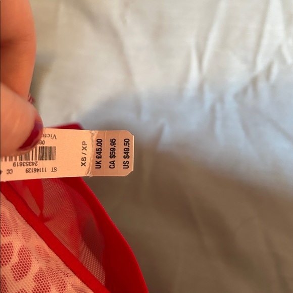 Red and light Pink Kissy Lip Print Bustier Top - Picture 3 of 3